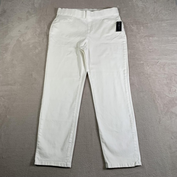 Karen Scott Petites Pants Womens Large Petite White Woven Pull On Stretch NEW - Picture 2 of 15